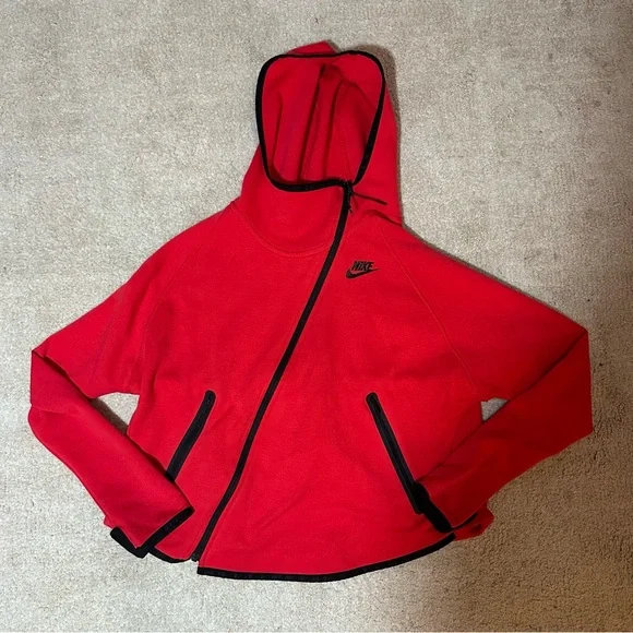 Nike Tech Butterfly Women's Red Athletic Hoodie Cropped Jacket Size Small - Picture 5 of 14